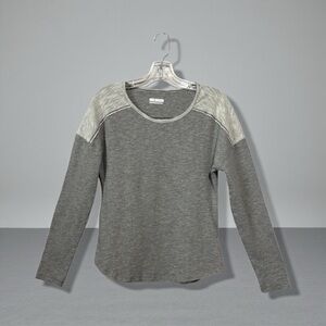 Columbia, Long Sleeve Colorblock Top, Grey, Size Small